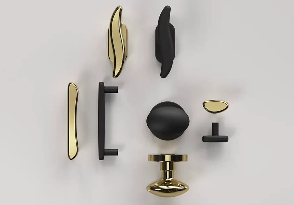 Poignée de meuble en T GoodHome Armel aluminium effet laiton doré l.120mm x l.17mm x H. 30mm entraxe 96mm