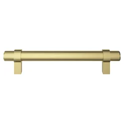 Poignée de meuble en T GoodHome Kerver acier et Zamac effet laiton doré l.168mm x l.18mm x H. 34mm entraxe 128mm