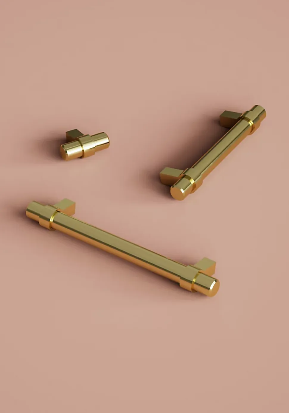 Poignée de meuble en T GoodHome Kerver acier et Zamac effet laiton doré l.168mm x l.18mm x H. 34mm entraxe 128mm
