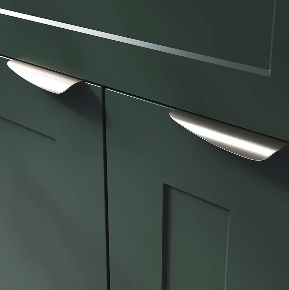 Poignée de meuble Incurvé GoodHome Mehaban effet satin gris l.120mm x l.44mm x H. 13mm entraxe 96mm