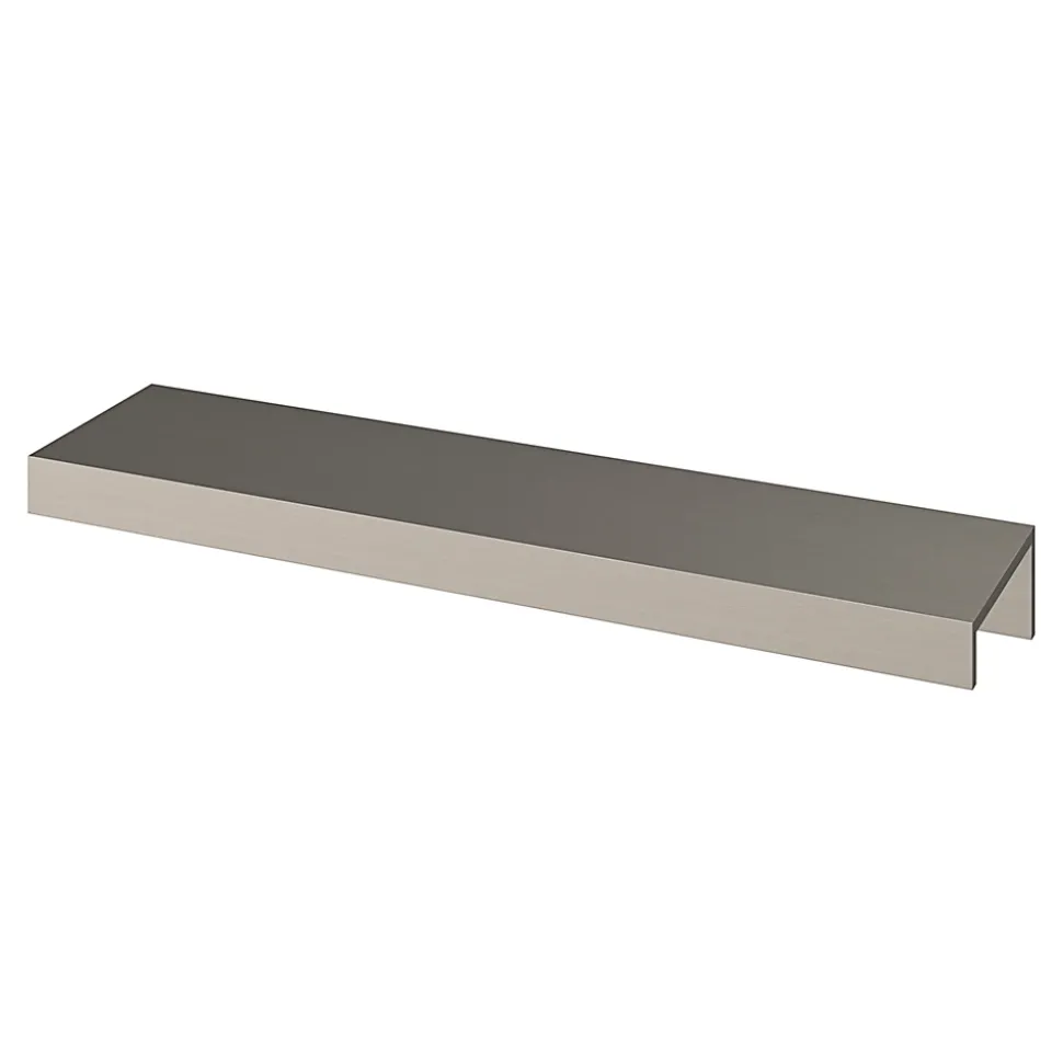 Poignée de meuble Incurvé GoodHome Skej aluminium effet nickel satin gris l.152mm x l.19mm x H. 35mm entraxe 128mm