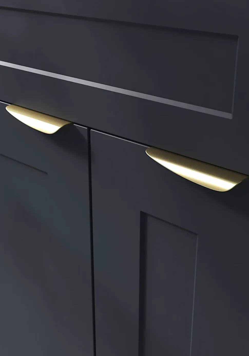 Poignée de meuble Incurvé GoodHome Mehaban effet laiton satin doré l.120mm x l.44mm x H. 13mm entraxe 96mm