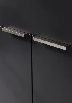 Poignée de meuble Incurvé GoodHome Skej aluminium effet nickel satin gris l.120mm x l.19mm x H. 35mm entraxe 96mm