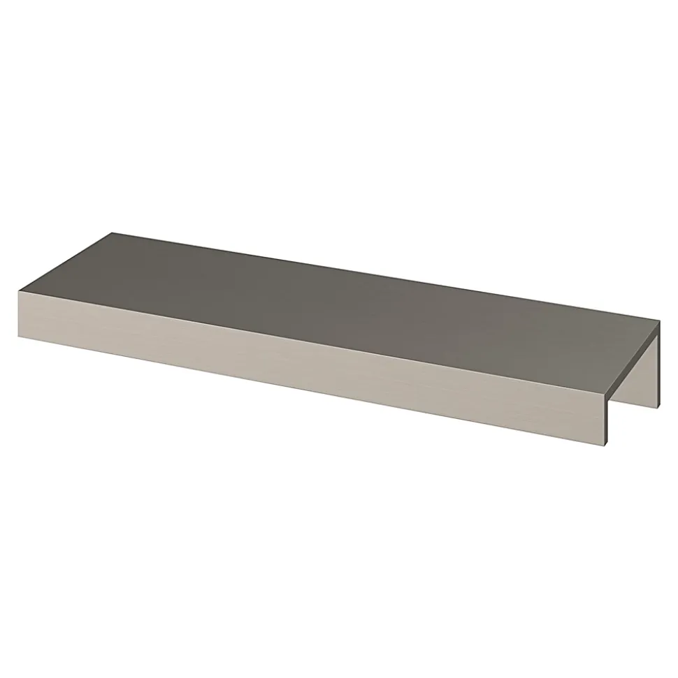 Poignée de meuble Incurvé GoodHome Skej aluminium effet nickel satin gris l.120mm x l.19mm x H. 35mm entraxe 96mm