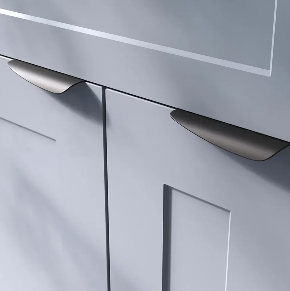 Poignée de meuble Incurvé GoodHome Mehaban mat noir l.120mm x l.44mm x H. 13mm entraxe 96mm