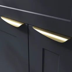 Poignée de meuble Incurvé GoodHome Mehaban effet laiton satin doré l.170mm x l.44mm x H. 18mm entraxe 128mm