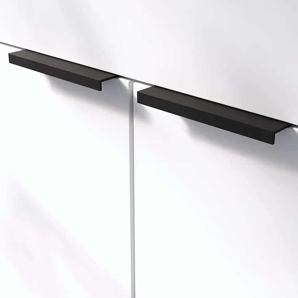 Poignée de meuble Incurvé GoodHome Skej aluminium mat noir l.120mm x l.19mm x H. 35mm entraxe 96mm