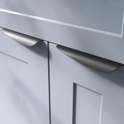 Poignée de meuble Incurvé GoodHome Mehaban mat noir l.170mm x l.44mm x H. 18mm entraxe 128mm