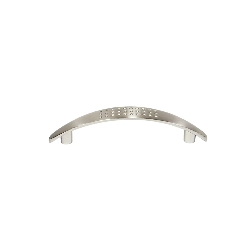 Poignée de meuble nœud Diss effet nickel satin gris l.124mm x l.18mm x H. 25mm entraxe 96mm
