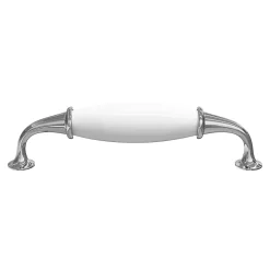 Poignée de meuble nœud GoodHome Porcelaine Vras chrome brillant l.14.2cm x h.2cm x p.3.7cm