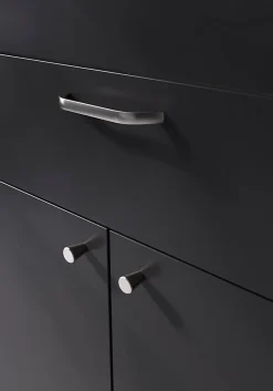 Poignée de meuble nœud GoodHome Irvil aluminium effet nickel satin gris l.142mm x l.12mm x H. 30mm entraxe 128mm