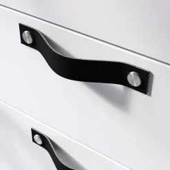 Poignée de meuble nœud GoodHome Hezo cuir et métal satin noir l.153mm x H. 24mm entraxe 128mm