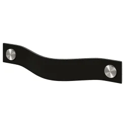 Poignée de meuble nœud GoodHome Hezo cuir et métal satin noir l.153mm x H. 24mm entraxe 128mm