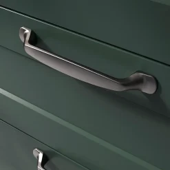 Poignée de meuble nœud GoodHome Govlin aluminium effet nickel satin gris l.164mm x l.20mm x H. 24mm entraxe 128mm