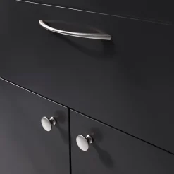 Poignée de meuble nœud GoodHome Primel effet nickel satin gris l.160mm x l.9mm x H. 27mm entraxe 128mm