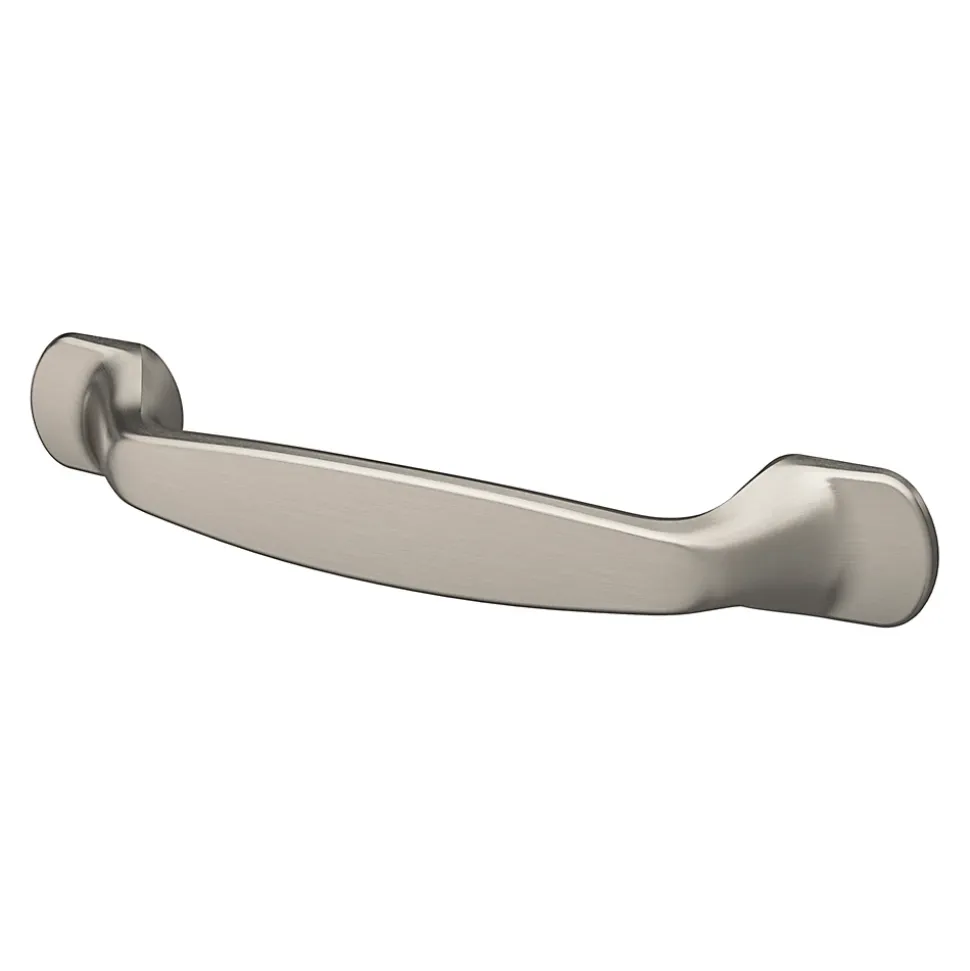 Poignée de meuble nœud GoodHome Govlin aluminium effet nickel satin gris l.131mm x l.19mm x H. 24mm entraxe 96mm