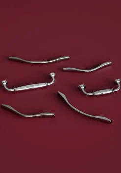 Poignée de meuble nœud GoodHome Ruis effet chromé gris l.169mm x l.10mm x H. 25mm entraxe 128mm
