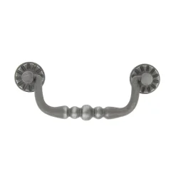 Poignée de meuble nœud Rohan effet étain satin gris l.122mm x H. 48mm entraxe 96mm