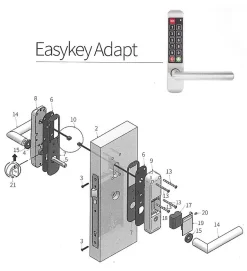 Poignée électronique serrure à code Easykey DOM serrure inox porte intérieure 35 mm sans clé