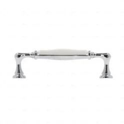 Poignée pour meubles en zamac et porcelaine Entraxe 96 chrome poli