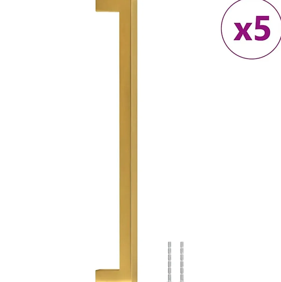 Poignées d armoire 5 pcs doré 224 mm acier inoxydable
