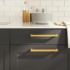 Poignées d armoire 5 pcs doré 224 mm acier inoxydable