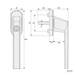 Poingée de fenêtre à clé blanche Abus
