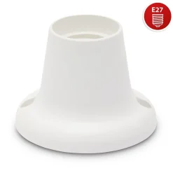 Point lumineux thermoplastique avec douille E27, base droite. Blanc