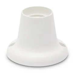 Point lumineux thermoplastique avec douille E27, base droite. Blanc