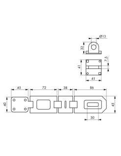 Porte cadenas, 200mm, acier renforcé cémentée - THIRARD
