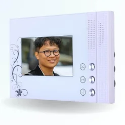 Portier interphone vidéo classic-2 4 fils - 1 écran blanc - avec lecteur de badge