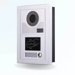 Portier interphone vidéo classic-2 4 fils - 1 écran noir - avec lecteur de badge
