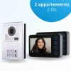 Portier interphone vidéo modern 2 fils - 2 appartements - 2 écrans noirs