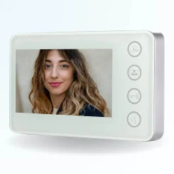 Portier interphone vidéo modern 2 fils - 2 appartements - 2 écrans blancs - avec lecteur de badge