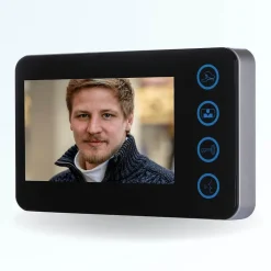 Portier interphone vidéo modern 2 fils - 1 appartement - 1 écran noir - avec lecteur de badge