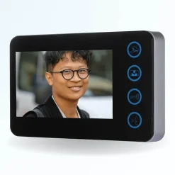 Portier interphone vidéo modern 2 fils - 2 appartements - 2 écrans noirs - avec lecteur de badge