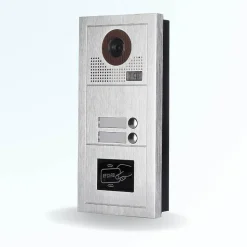 Portier interphone vidéo modern 2 fils - 2 appartements - 2 écrans noirs - avec lecteur de badge