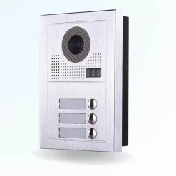 Portier interphone vidéo modern 2 fils - 3 appartements - 3 écrans noirs - avec lecteur de badge