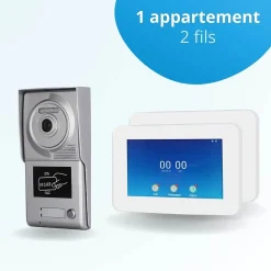 Portier interphone vidéo neo 2 fils - 1 appartement - 2 écrans tactiles connectés 7