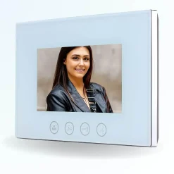 Portier interphone vidéo pino 4 fils - 1 écran blanc 7" - avec mémoire photos