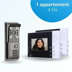 Portier interphone vidéo pili 4 fils - 2 écrans noirs