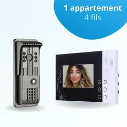 Portier interphone vidéo pili 4 fils - 1 écran noir