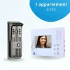 Portier interphone vidéo pili 4 fils - 1 écran blanc