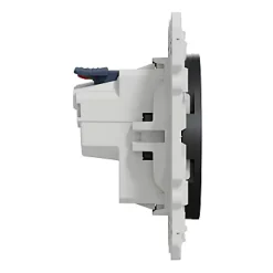 Prise 2 pôles + terre affleurante connexion rapide Odace Schneider Electric anthracite