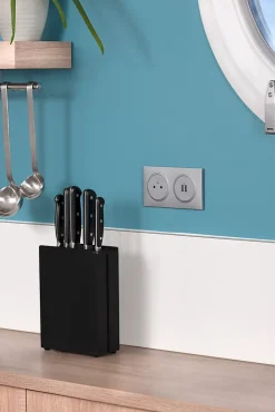 Prise 2 pôles + terre Legrand Dooxie aluminium carrée à composer