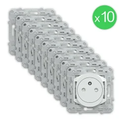 Prise 2 pôles + terre Schneider Electric Ovalis blanc à compléter 10 pièces