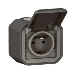 Prise 2 pôles avec terre complet saillie Legrand Plexo anthracite