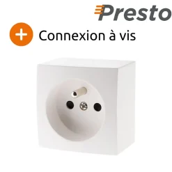 Prise 16A 2P+T en saillie - blanc - Presto - Zenitech