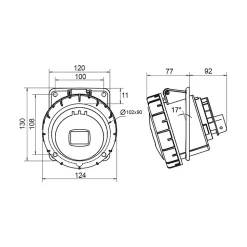 Prise 125a Tétrapolaire 3p+n+t Encastrable - étanche Ip67 - Ide