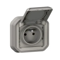 Prise avec clapet Legrand Plexo gris à griffes
